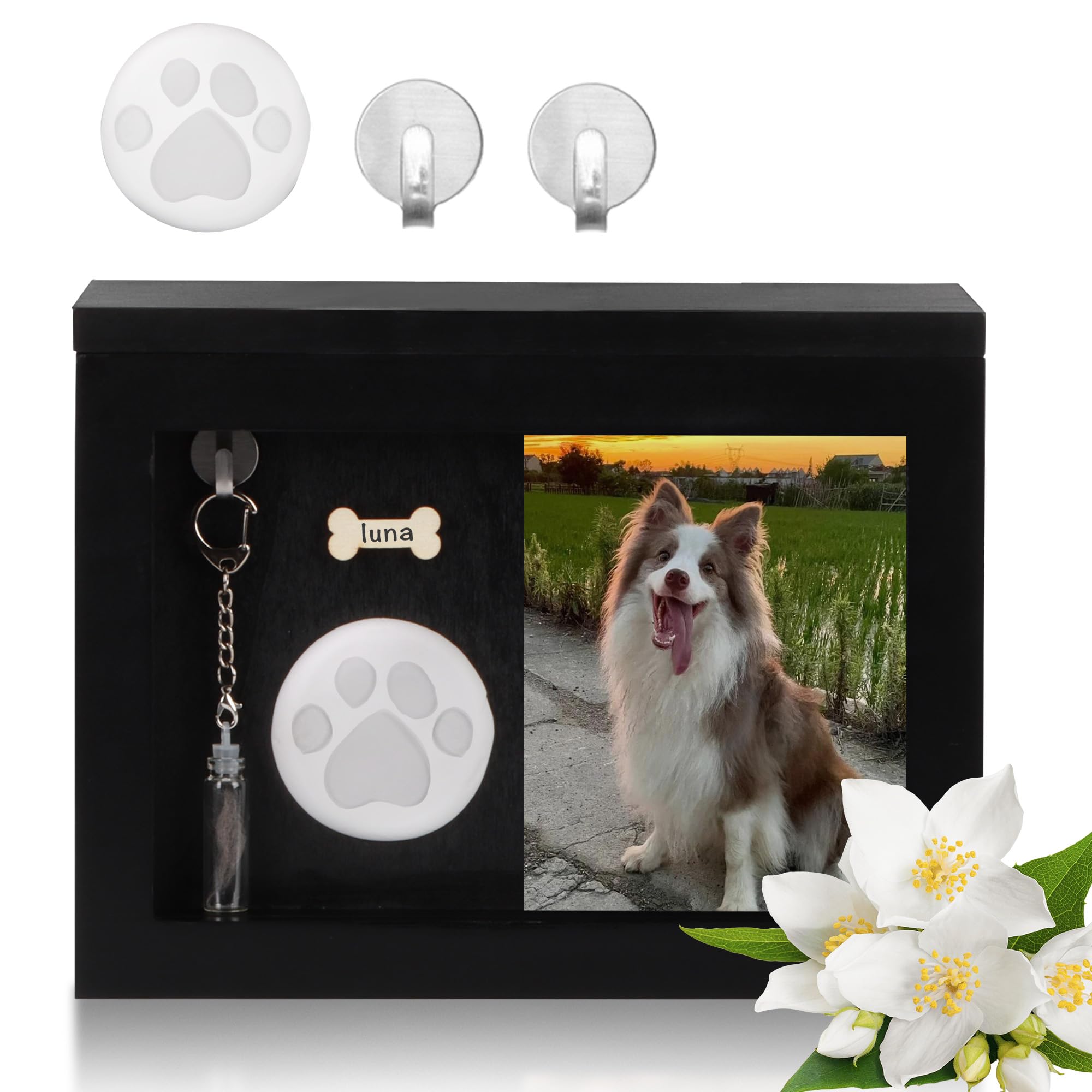 DiDiBirDi Animal Urns for Dogs Black Handmade Wooden Dog Urn