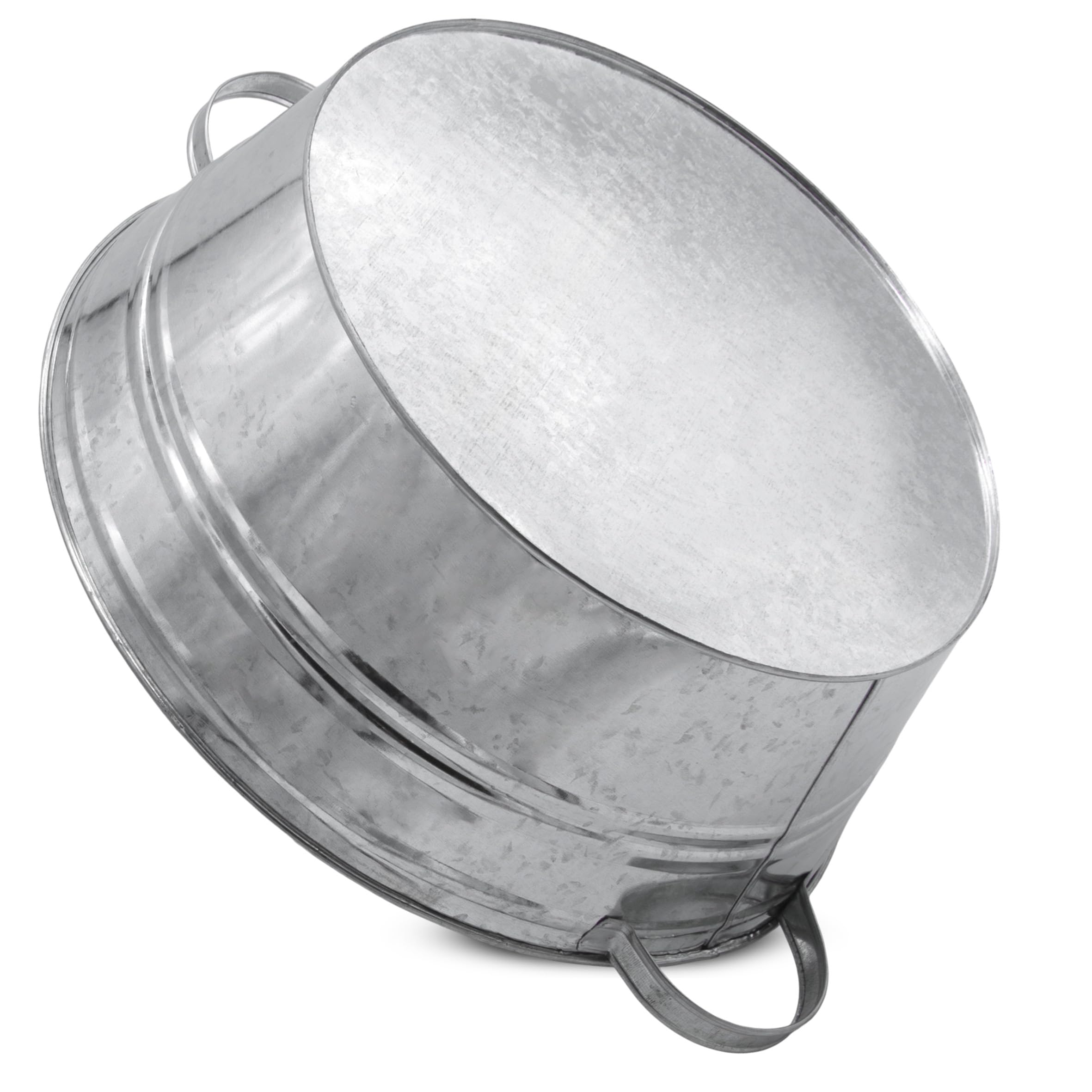 Spetebo Macetero de zinc, 13 litros, metal plateado, 40 x 14 cm, con asas | Macetero para flores, mini estanque ornamental, jardín, cuenco decorativo
