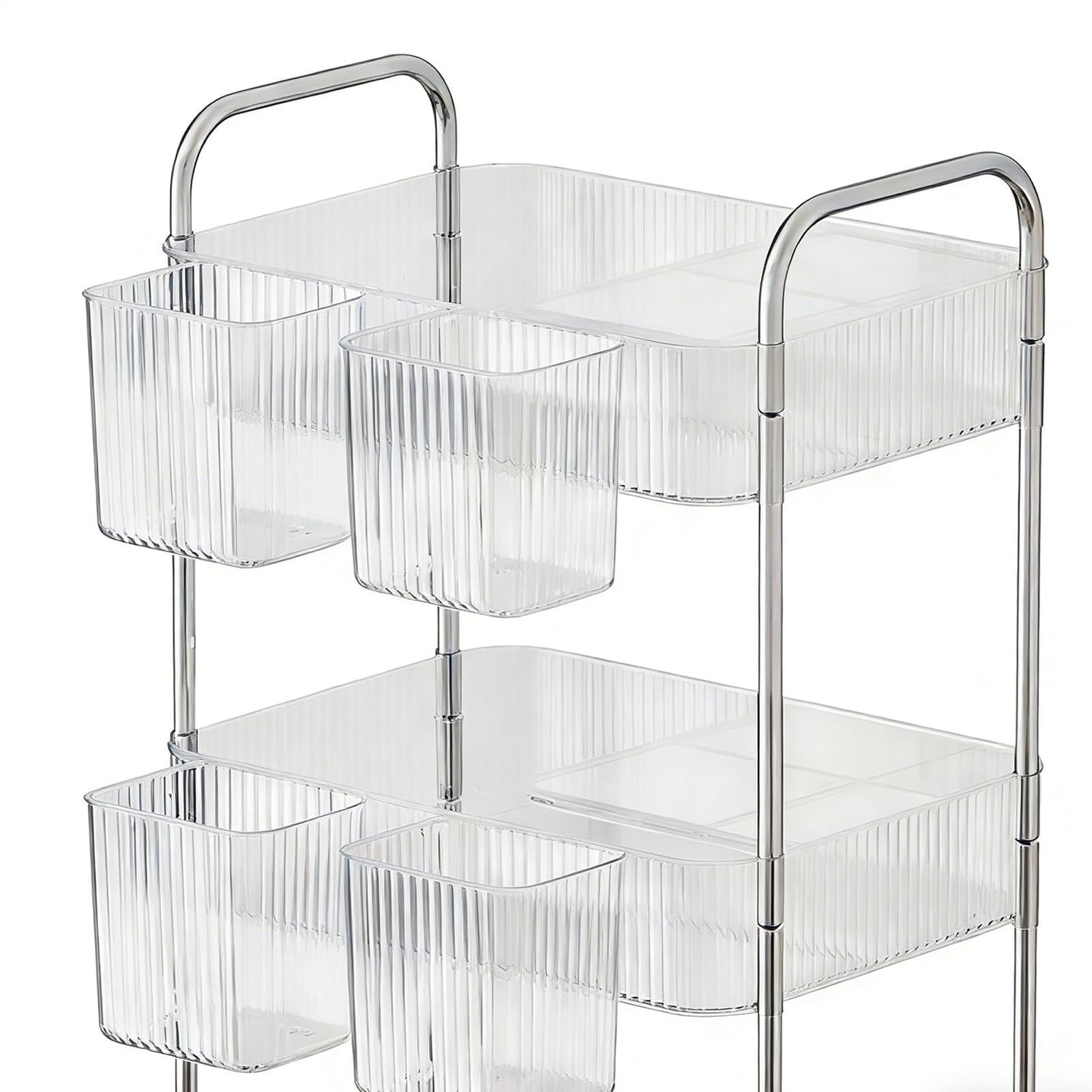 Carrito utilitario rodante multicapa, versátil para dormitorio, oficina, cocina, baño, lavandería, maquillaje, manualidades y salón, perfecto para uso doméstico y dormitorio