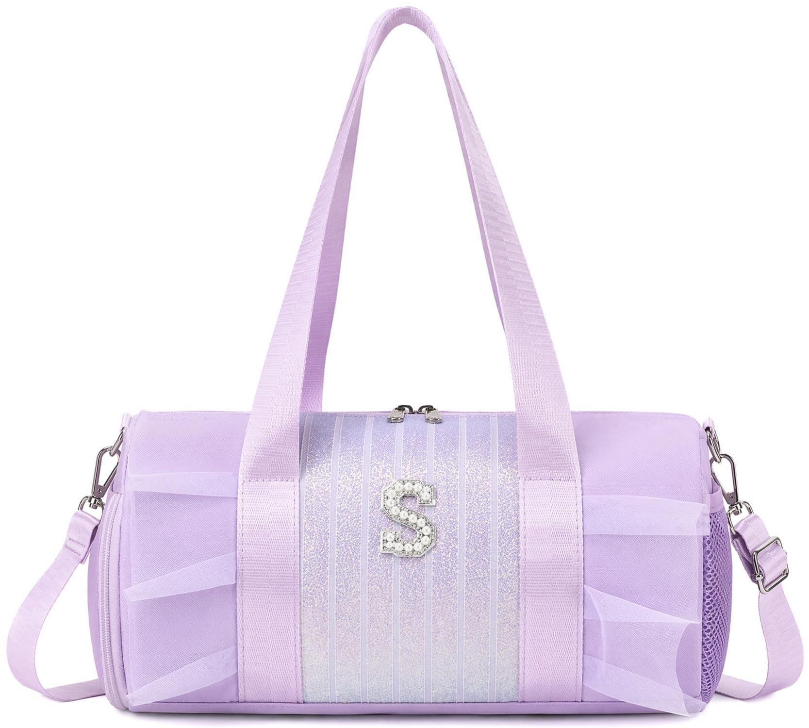 Ballet Bags for Little Girls 3-6 Years, Glitter Dance Gymnastics Bag Kids Overnight Duffle Bag Sports Gym Bag with Wet Pocket