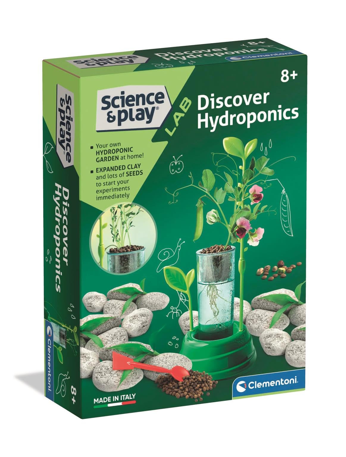 Clementoni Science&Play Discover Hydroponics, Early Science Kit Discovery, For Kids 8+ Years, Made in Italy, 75124