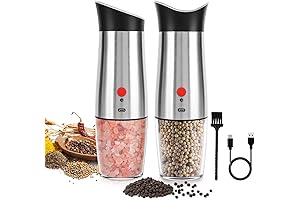 Electric Rechargeable Pepper Mill: Gravity Automatic for Salt and Pepper with Adjustable Coarseness
