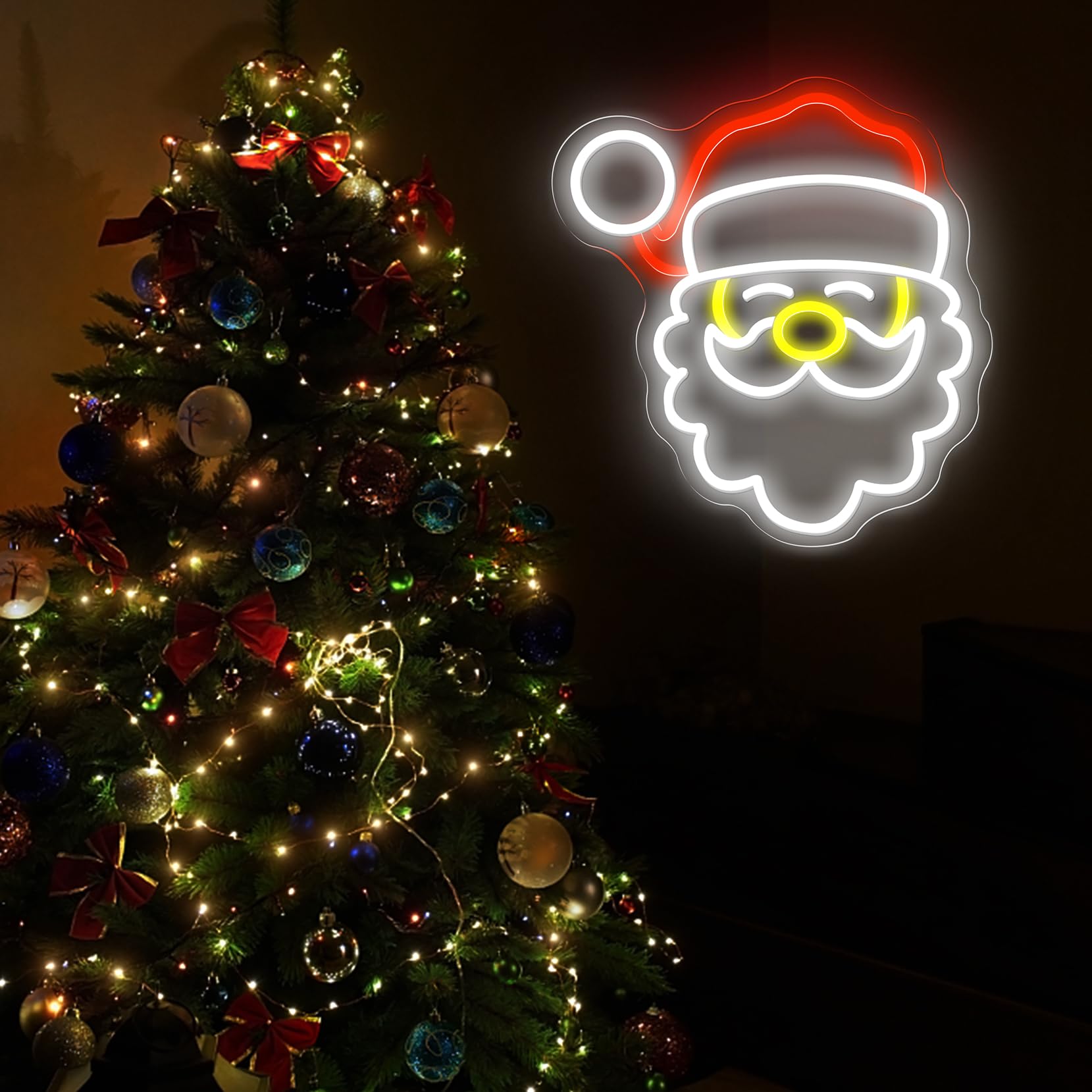 Amazon.co.jp: サンタクロースネオンサインカスタムクリスマスネオン