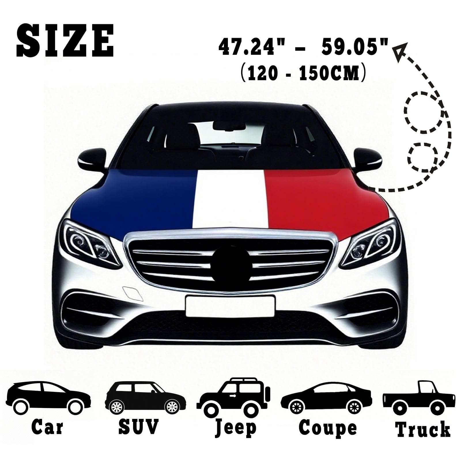 Blueshyhall Bâche de protection pour capot de voiture 120 x 150 cm élastique polyester résistant à l'usure lavable