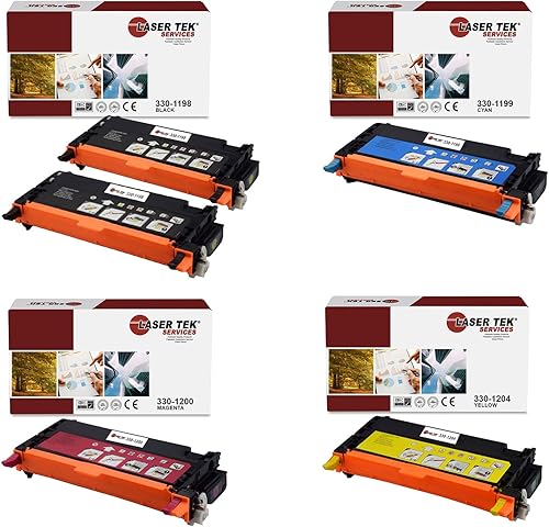 Laser Tek Services Cartucho de tóner compatible 330-1198 330-1199 330-1200 330-1204 para impresoras Dell 3130 3130CN 3130CND (negro, cian, magenta, disponible en Yaxa Mexico