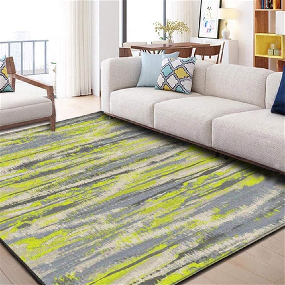 DJHWWD Alfombra Dormitorio Juvenil Alfombra Verde Gris Rayas difusas patrón Alfombra de Terciopelo de Cristal Antideslizante Alfombra Antideslizante Alfombra Habitacion Juvenil Verde 180X260CM