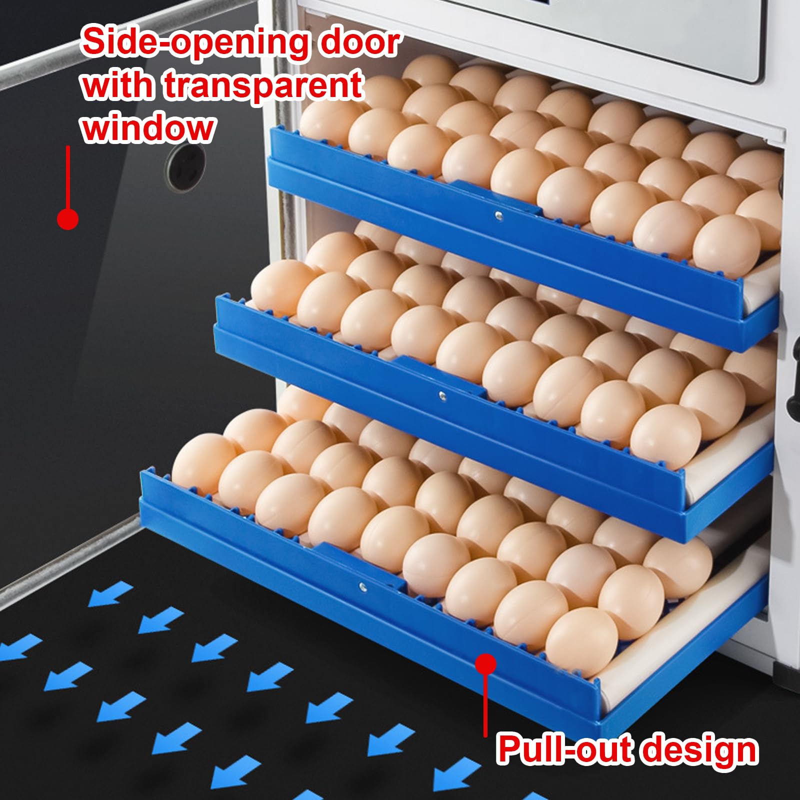 Automatyczny Inkubator Do Jaj Z Kontrolą Temperatury I Wilgotności, Duży Cyfrowy Wylęgarnia Drobiu, Do Jaj Kurcząt, Kaczek, Gęsi, Gołębi(Size:204 eggs)