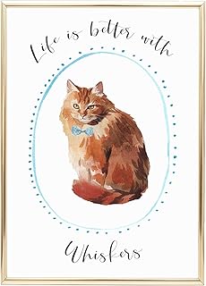 Ginger Cat Picture Watercolour, Name of Your Choice, Ginger Cat Gifts for Cat Lovers, Personalised Cat Gifts for Women Friends, Cute Ginger Cat Print Custom, Cat Breed of Your Choice