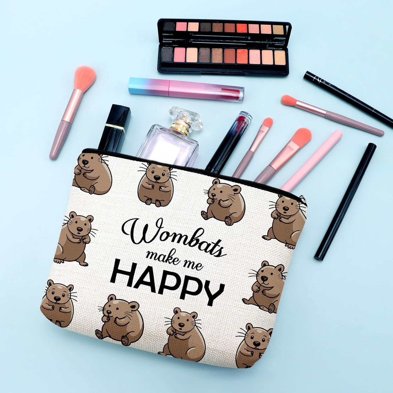 Wombat Themed Gifts Makeup Bag Wombats Gifts for Women Wombat Lover Australian Animal Gift Cosmetic Bag with Zipper Emotional Support Anniversary Birthday Present for Friend Her Travel Pouch - Image 4