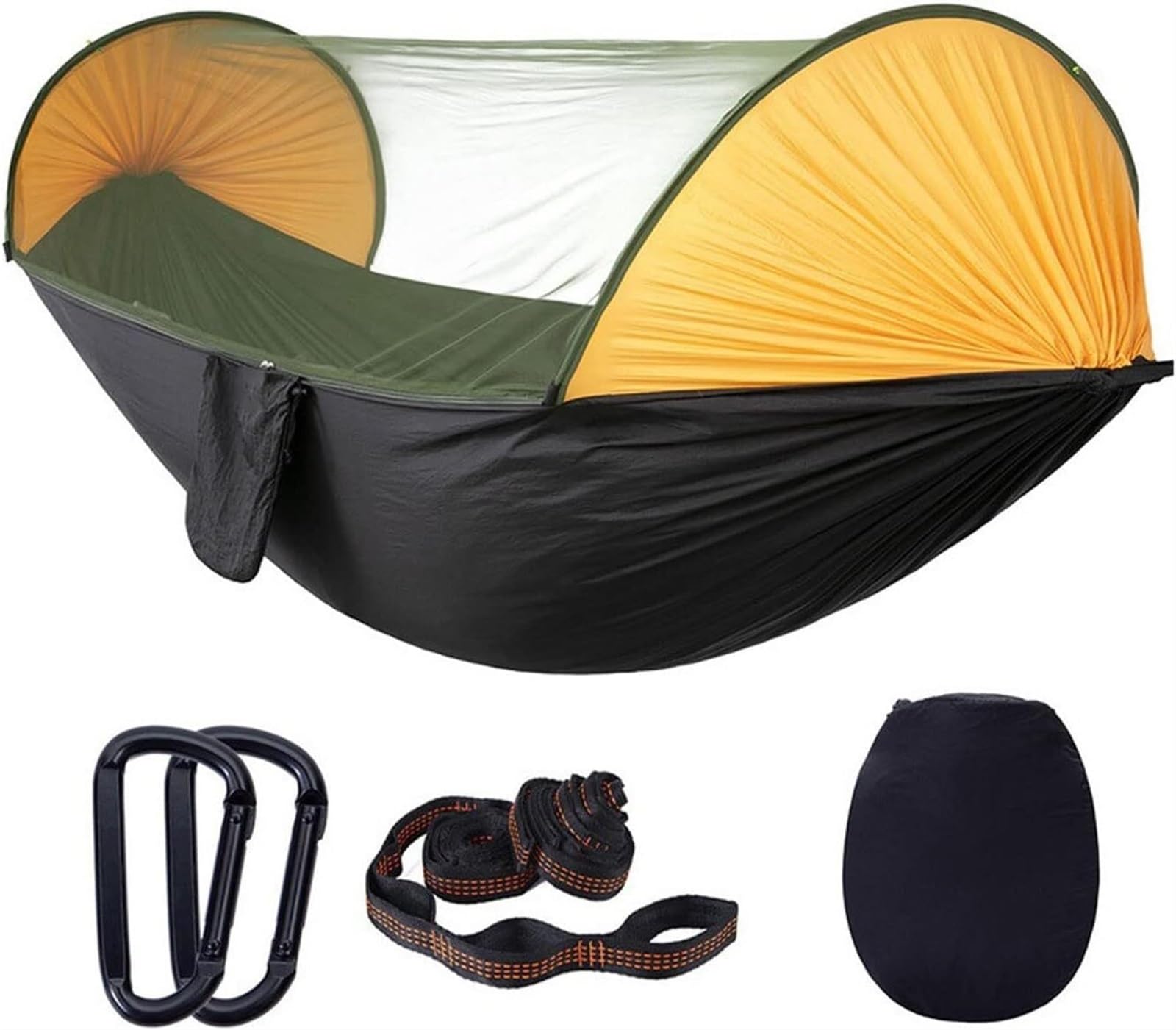 Camping 290x140 Cm Camping Hammock With Mosquito Net 2 Person Pop-up Parachute Lightweight Hanging Tree Straps Swing Portable Hammock(A)