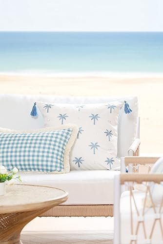 Miniatura 2 de Hofdeco Premium Coastal Hampton Style - Funda de almohada lumbar para interiores y exteriores, solo 12 x 20 pulgadas, resistente al agua para patio