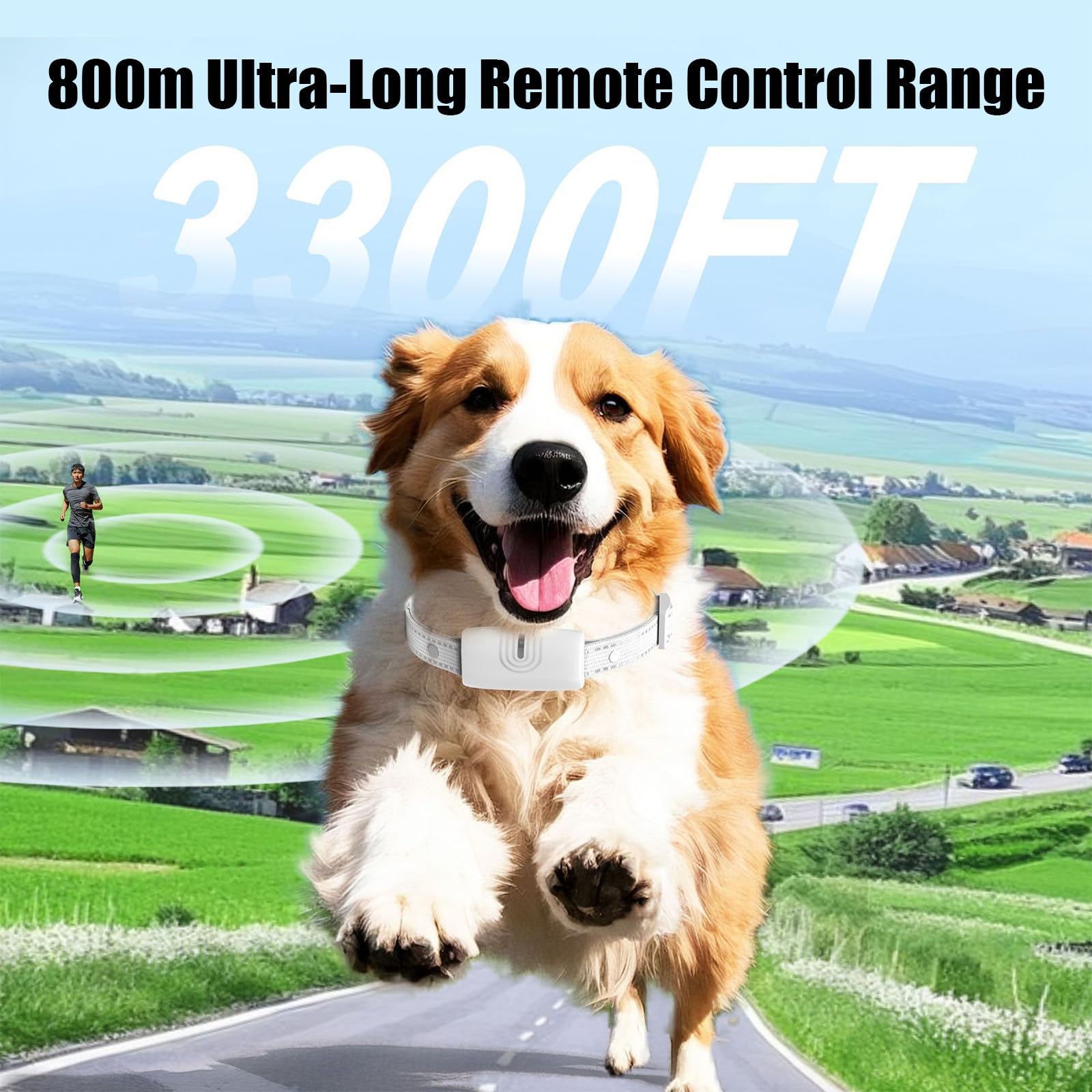 Cloture Electrique pour Chien, 3 Modes Clôture Anti-Fugue, Collier Anti Fugue Chien sans Fil GPS, Étanchéité IP67, Rayon 20-800m, Collier de Dressage【Uniquement pour Une Utilisation en Extérieur】