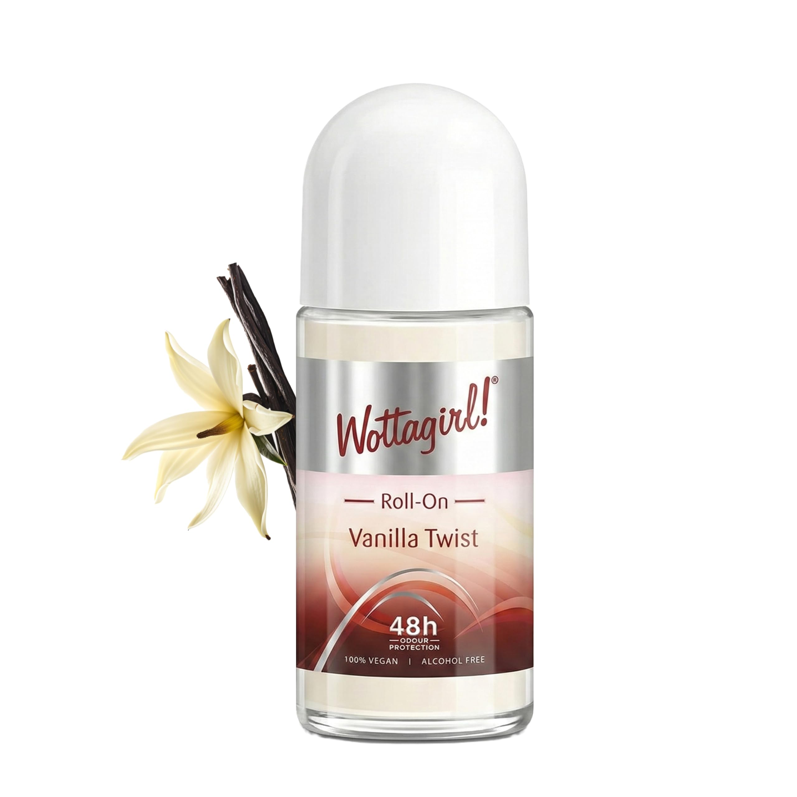 Wottagirl Vanilla Twist Underarm RollOn for Women | Sweet Vanilla-Coconut Deodorant | 48H Odour Protection | Alcohol-Free, Gentle Formula | 100% Vegan | 50ml-image-20