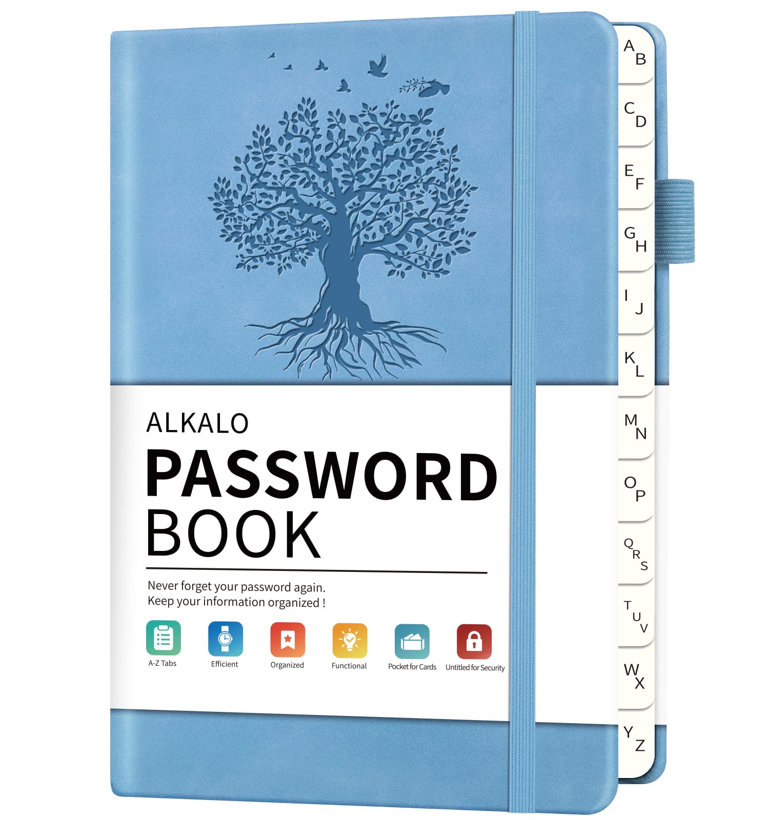 Password Book with Alphabetical Tabs, 5.4"x7.8"Password Keeper Book, 160 Pages/100GSM Hardcover Notebook, Password Organizer for Internet Website