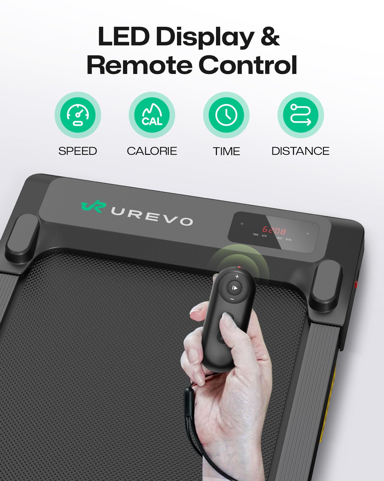UREVO Smart Walking Pad, kompaktes Laufband unter Schreibtisch mit Acht-Punkt-Stoßdämpfungs, UREVO APP Smart Coach Unterstützt den Wettkampfmodus, Fernbedienung oder App-Steuerung für Zuhause/Büro