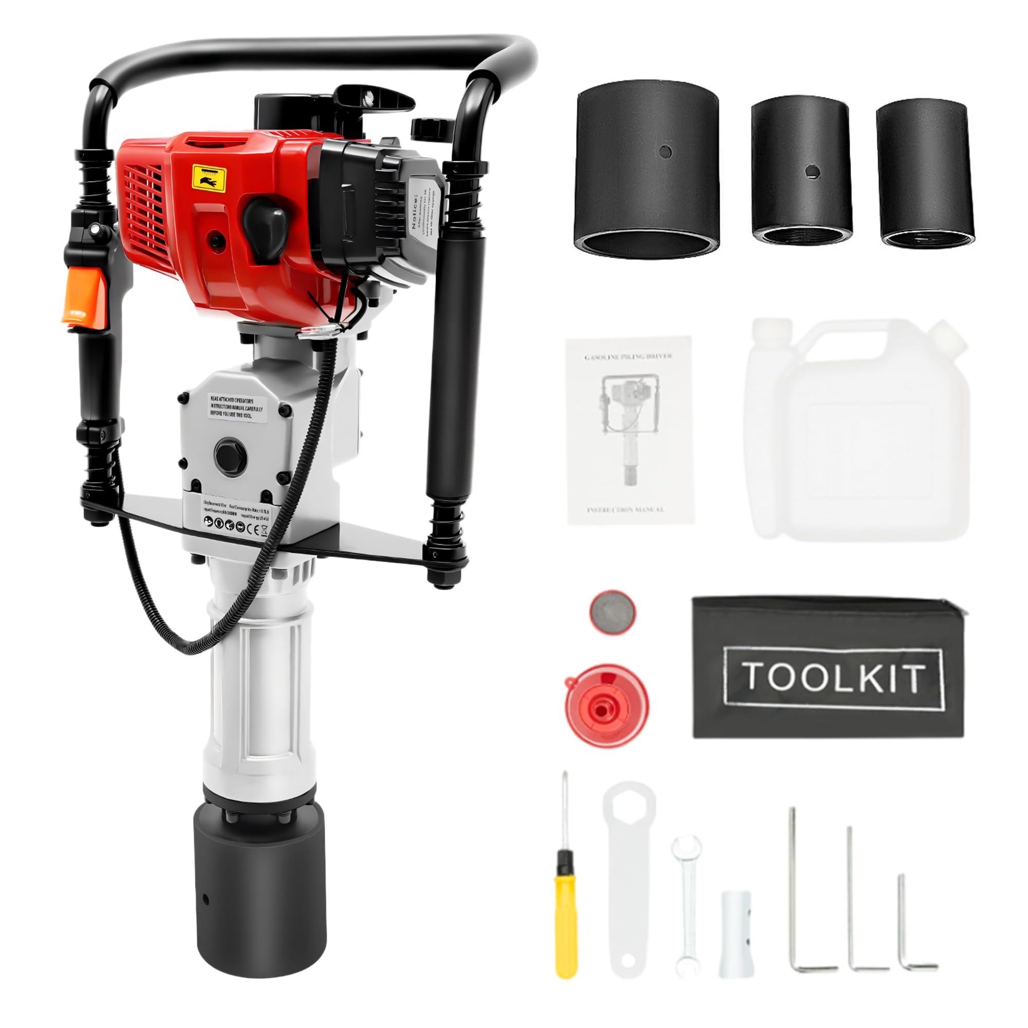 Pile Driver Hammer, 52CC 2-Stroke Gas Powered T Post Driver Hammer