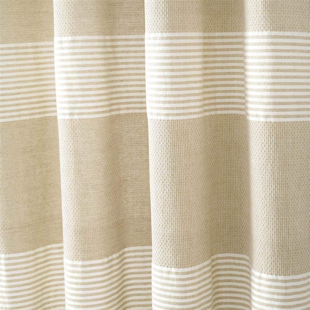 Lush Decor, Taupe Tucker Stripe Yarn Dyed Cotton Knotted Tassel Window Curtain Panel Pair, 84" x 40", W 40" x L 84" (2 Panels) - Image 3