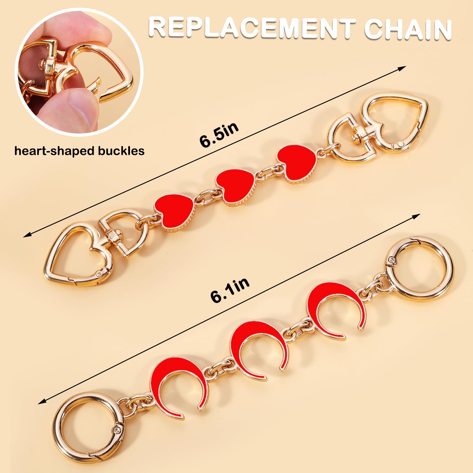 4 Rallonge De Sangle De Sac à Main En Alliage émaillé De 2 Couleurs, Avec Fermoir à Ressort, Or Clair, Couleur Mixte, 17.8 Cm, 2 Pcs Couleur