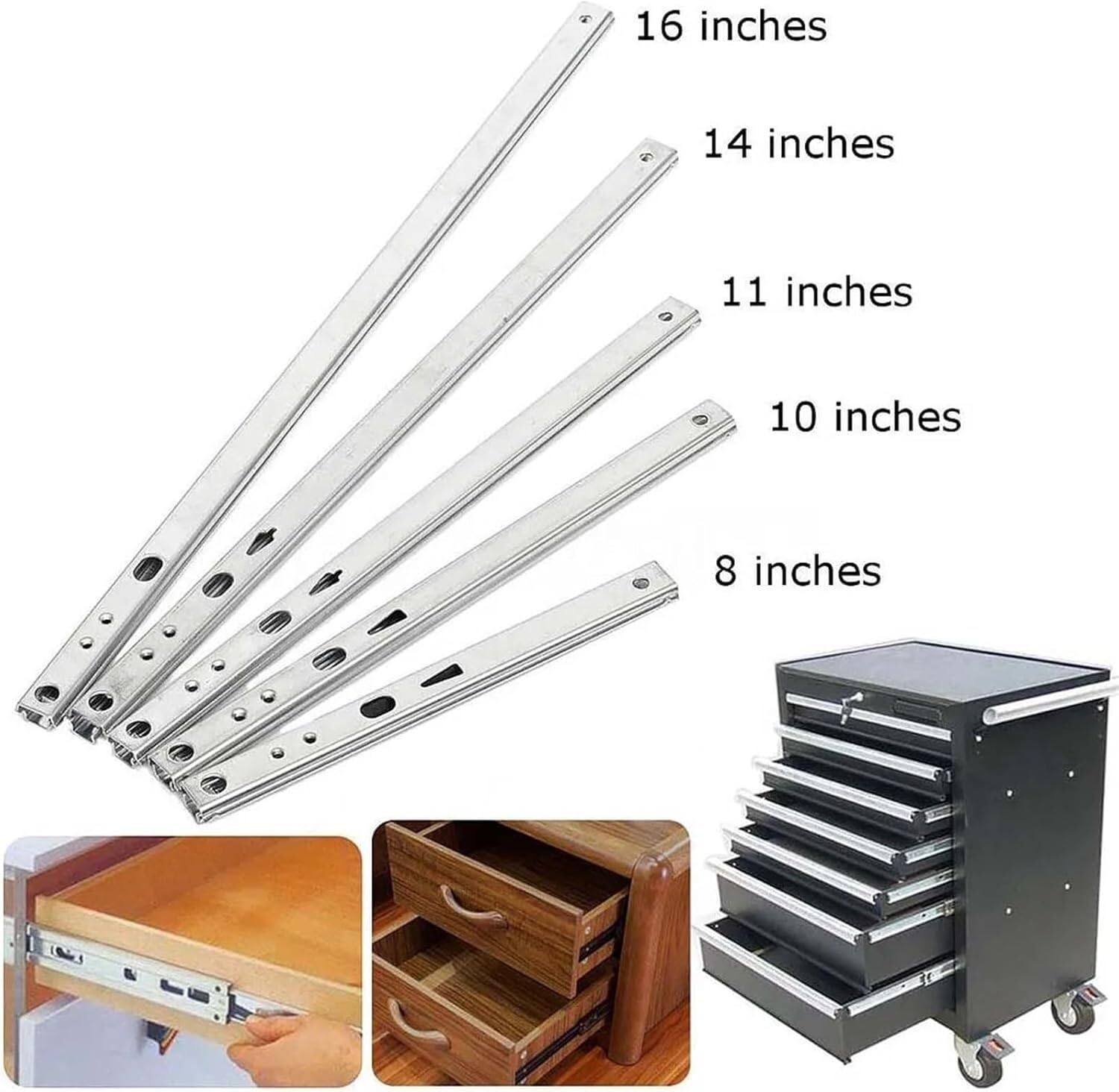 Guías for cajones con rodamiento de bolas acero laminado en frío