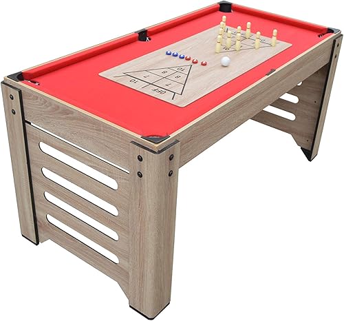 Miniatura 25 de Hathaway Madison - Mesa multijuego 6 en 1 de 54 pulgadas, ideal para salas de juegos familiares, incluye billar, futbolín, hockey deslizante, tenis
