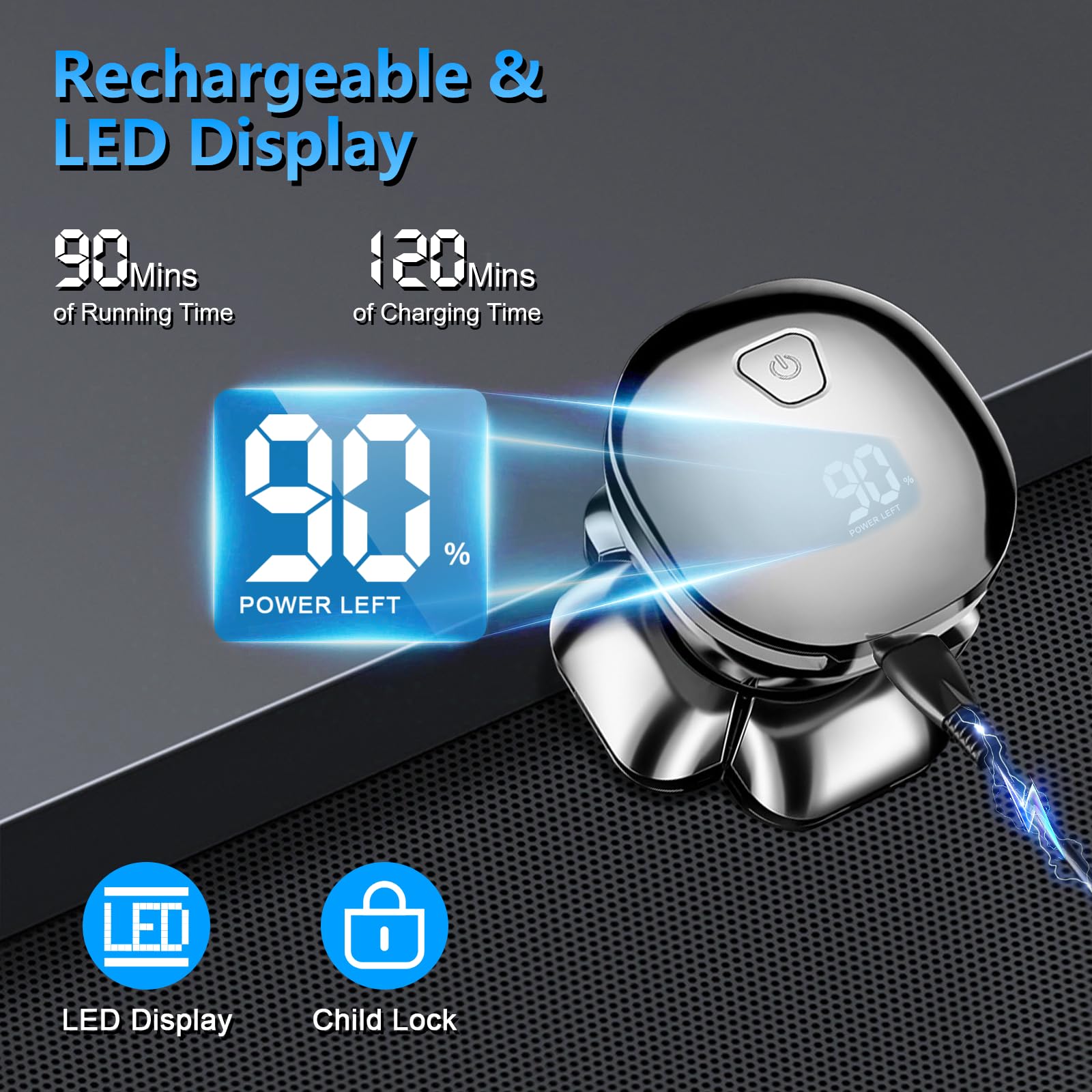 Afeitadoras de cabeza 9D para hombres calvos, maquinilla de afeitar eléctrica 6 en 1 para hombres, inalámbricas, recargables e impermeables, con batería grande, pantalla LED, afeitado húmedo/seco