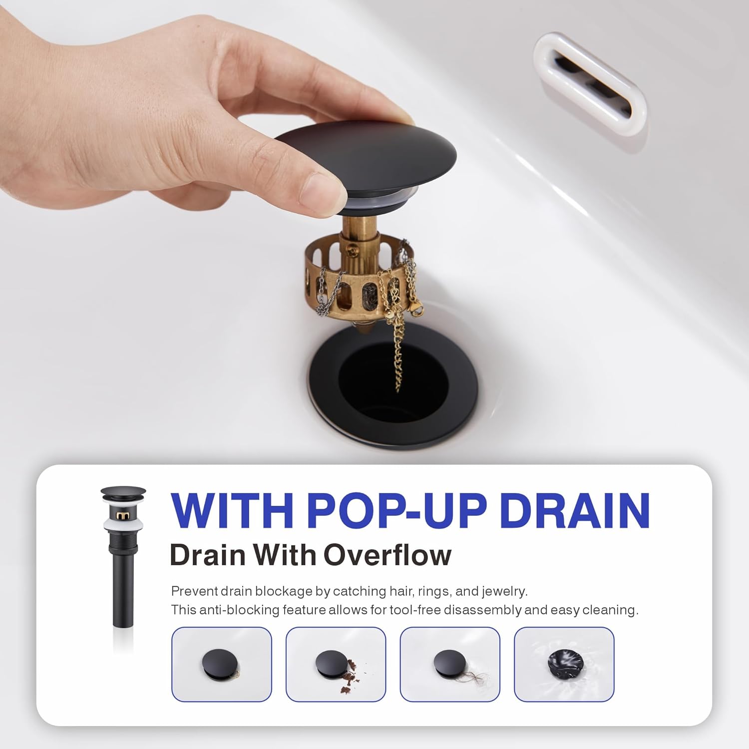 Bathroom Sink Faucet with Pull Down Sprayer, Matte Black Single Handle Pull Out Faucet with Pop-Up Drain, 1 or 3 Hole Laundry Bar Basin Faucet with Deck Plate, KBL-7002B-CL2 - Image 7