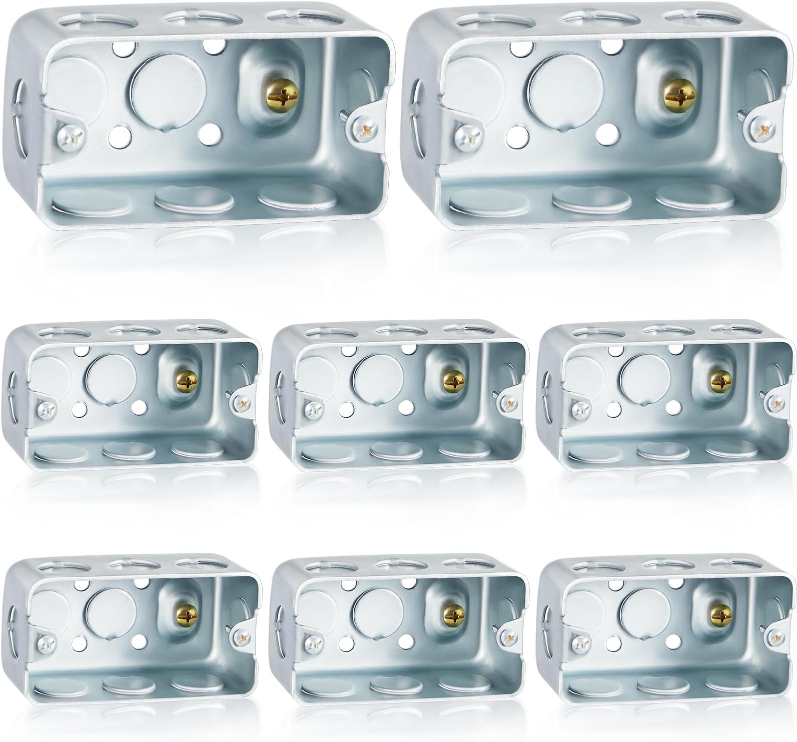 - 8 Pcs 4 x 2 Inch Metal Electrical Box 1-7/8" Deep 13 Cu. in. Capacity Square Electrical Junction Box Galvanized Steel Metal Drawn Construction, Silver