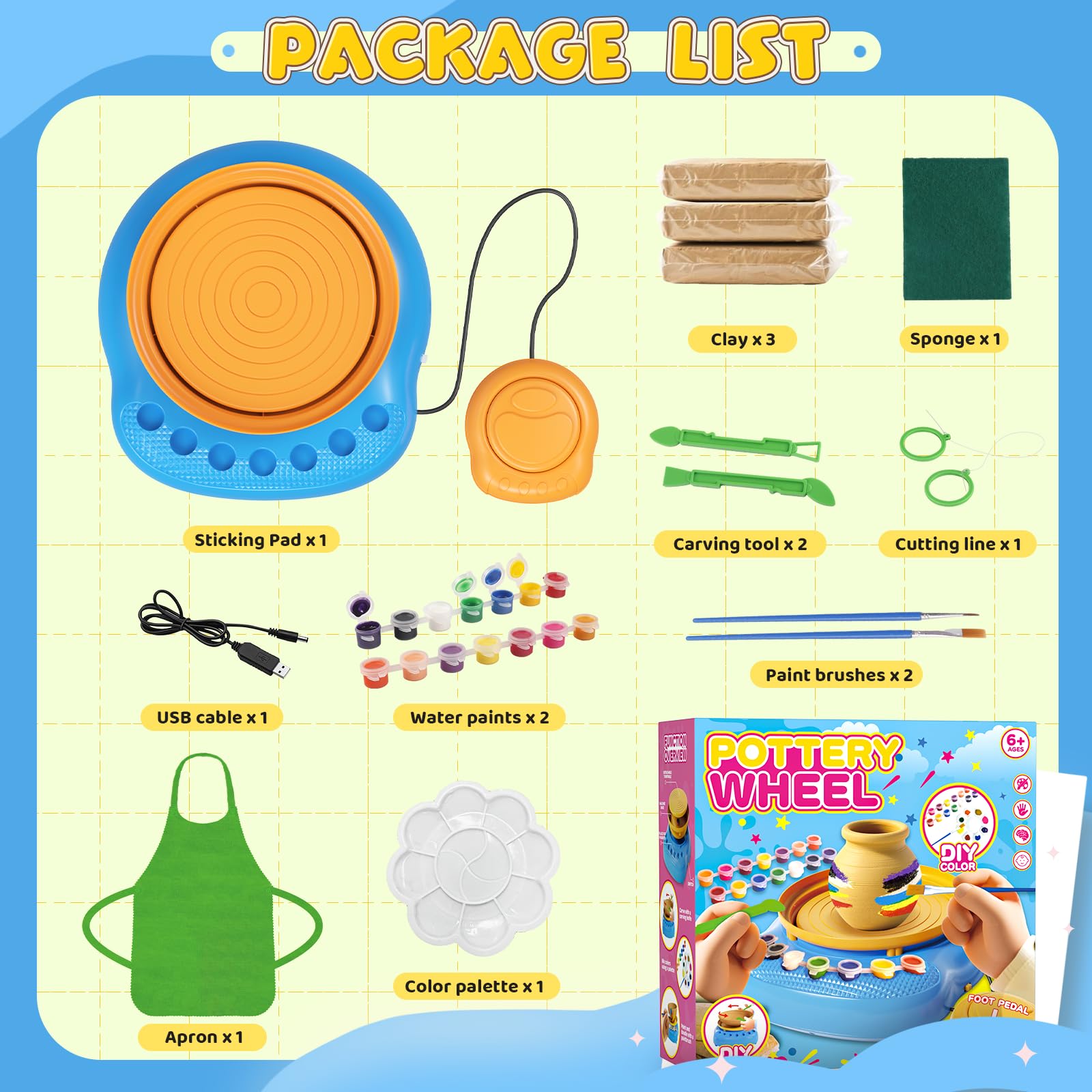 Weilim Torno de Alfarería Niños 6-13, Kit Cerámica DIY, Regalo