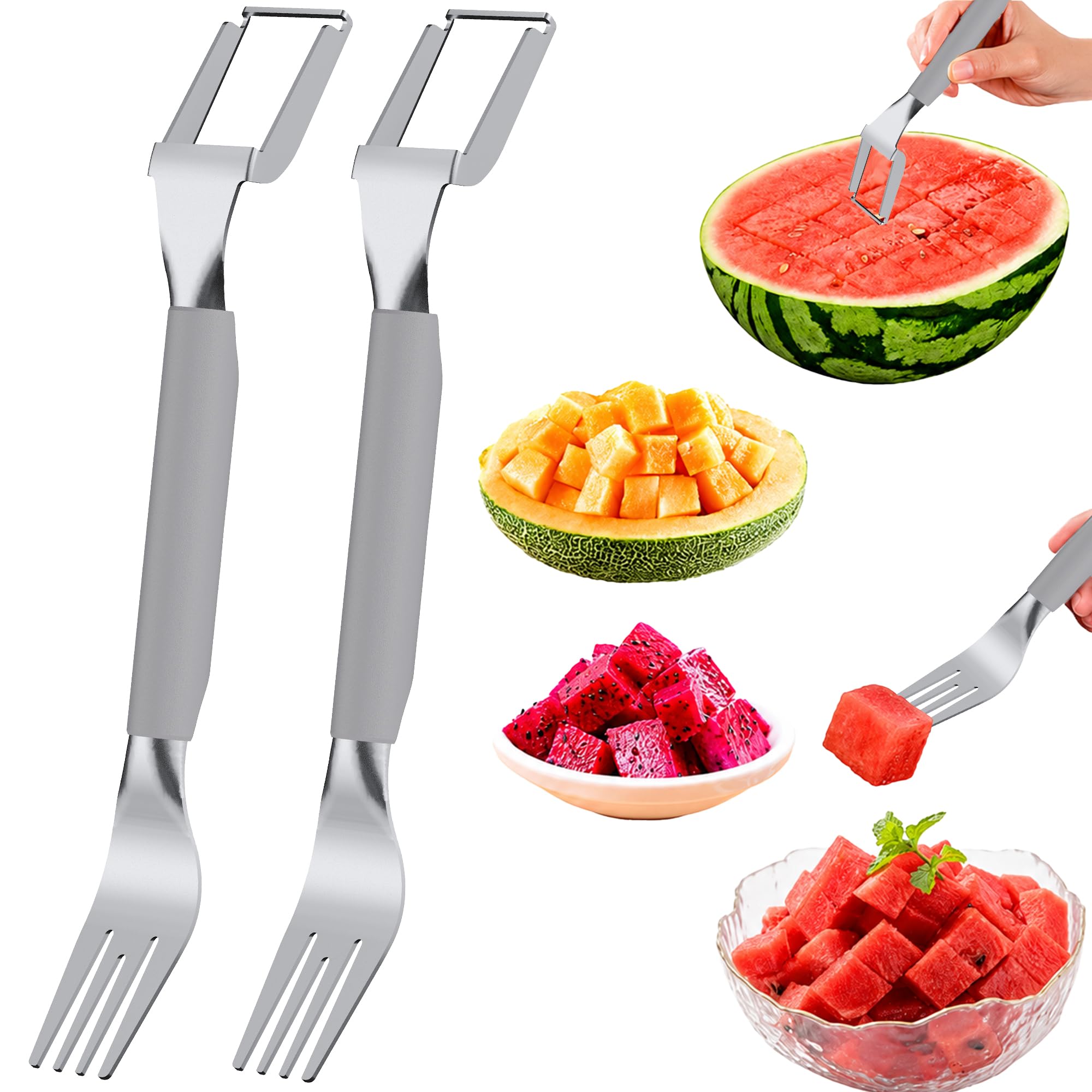 Watermelon Cutter & Fork - Dual Stainless Steel -8