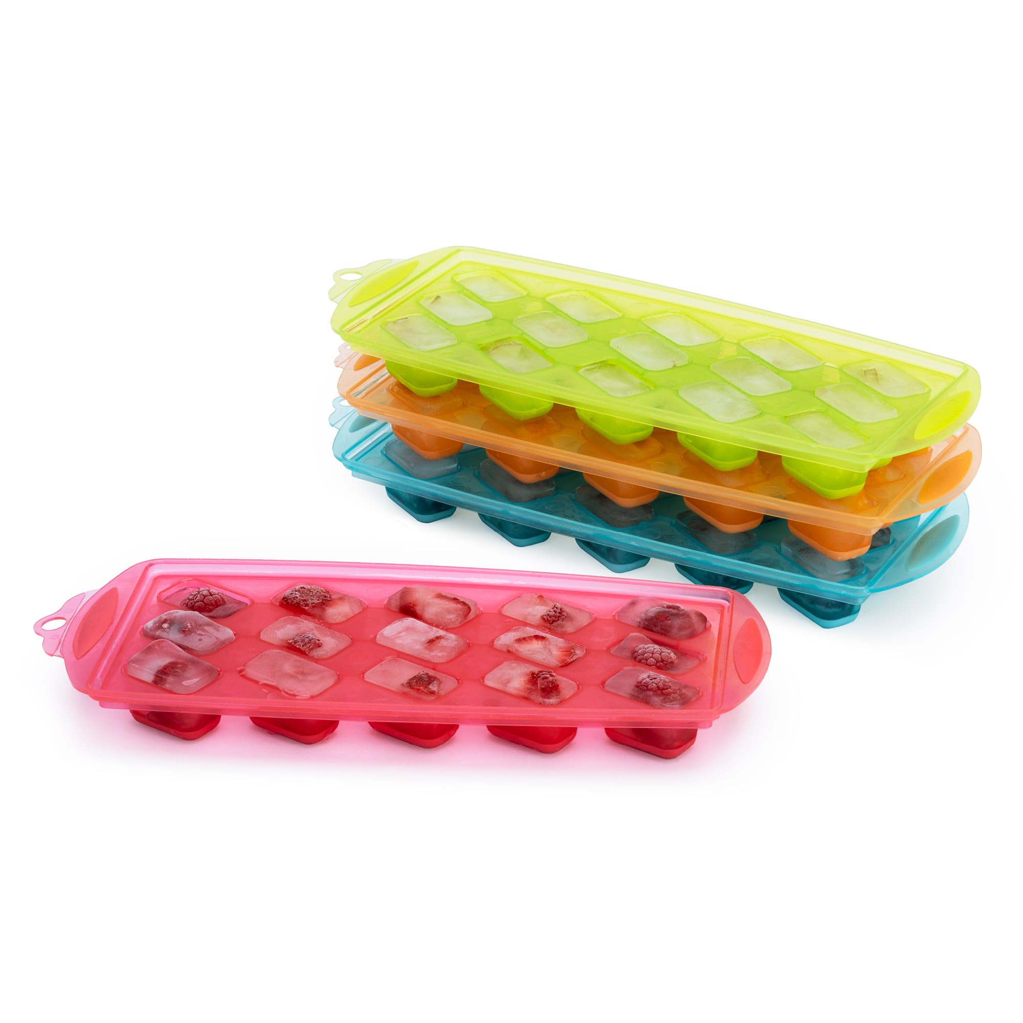 Fineway 4-Pack Silicone Ice Cube Trays - Flexible Easy-Release Moulds, BPA-Free, Food-Grade, Dishwasher Safe