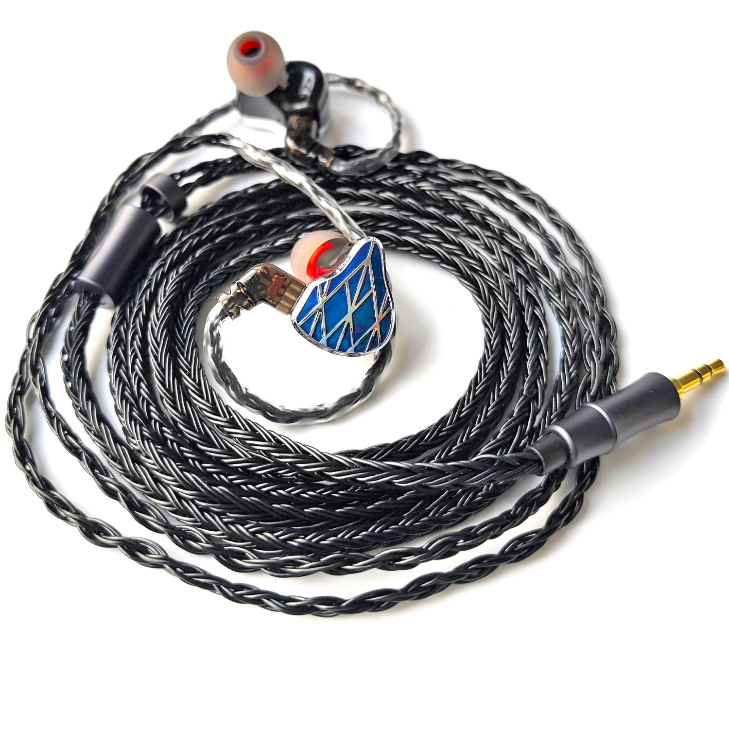 Auriculares intraurales con cable chapado en plata de 16 núcleos, controlador de doble cámara con cable, auriculares híbridos IEM HiFi para músicos Singer Studio, cable desmontable para