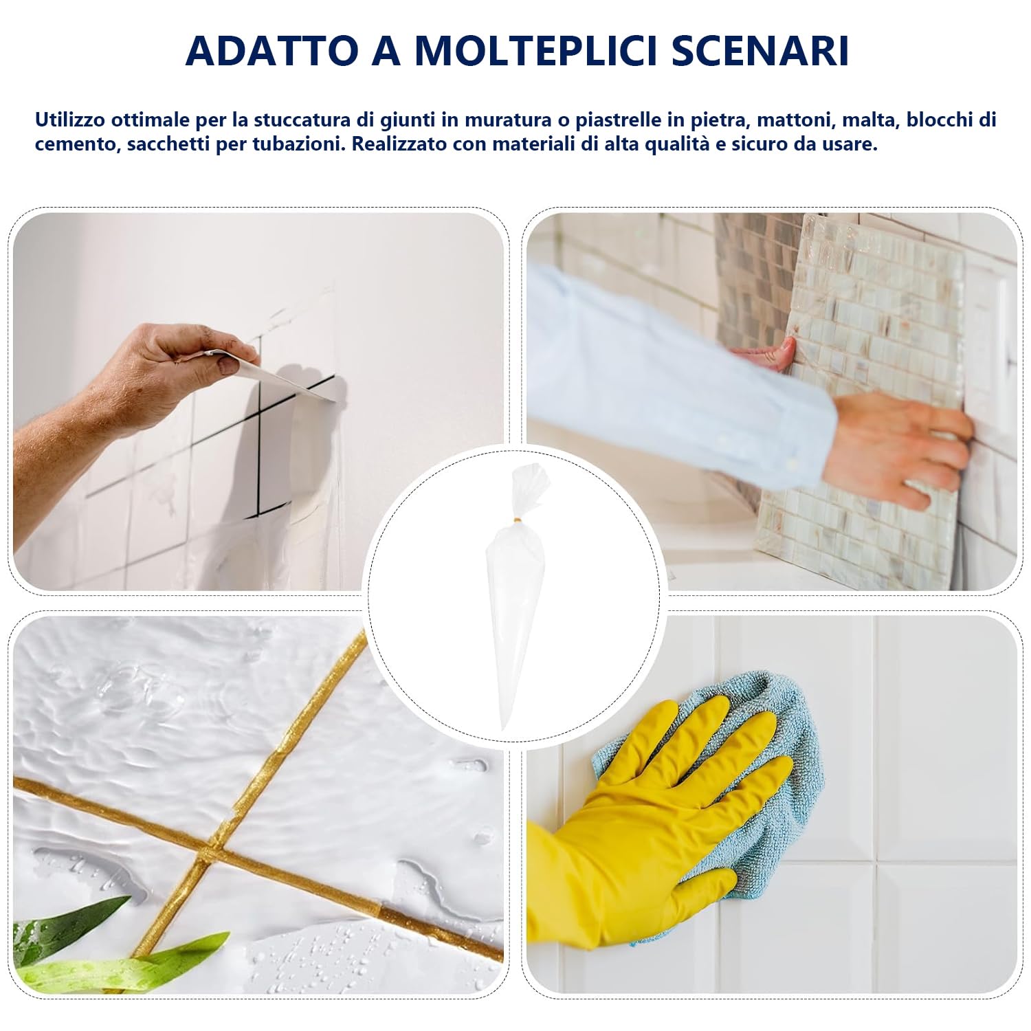 5 Pezzi Sacca per Giunture, Sacchetto per Malta Impermeabile, Siringa per Cemento Rapido per Riempire le Fughe delle Piastrelle