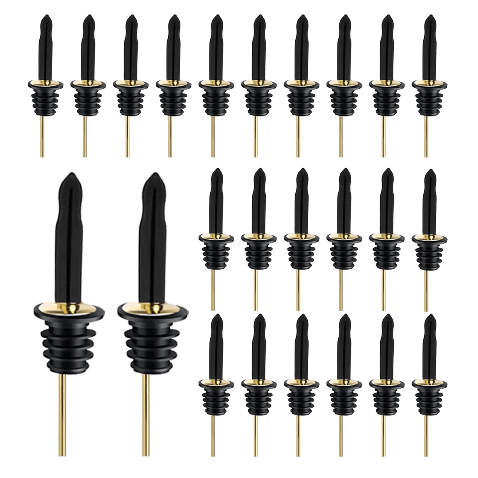 Pafusen 24 Pack Liquor Bottle Pourers, Liquor Pour Spout for Liquor Bottles, Stainless Steel Olive oil Dispenser Spout, Alcohol Pourer Spouts Dust Caps Long Covers, Gold