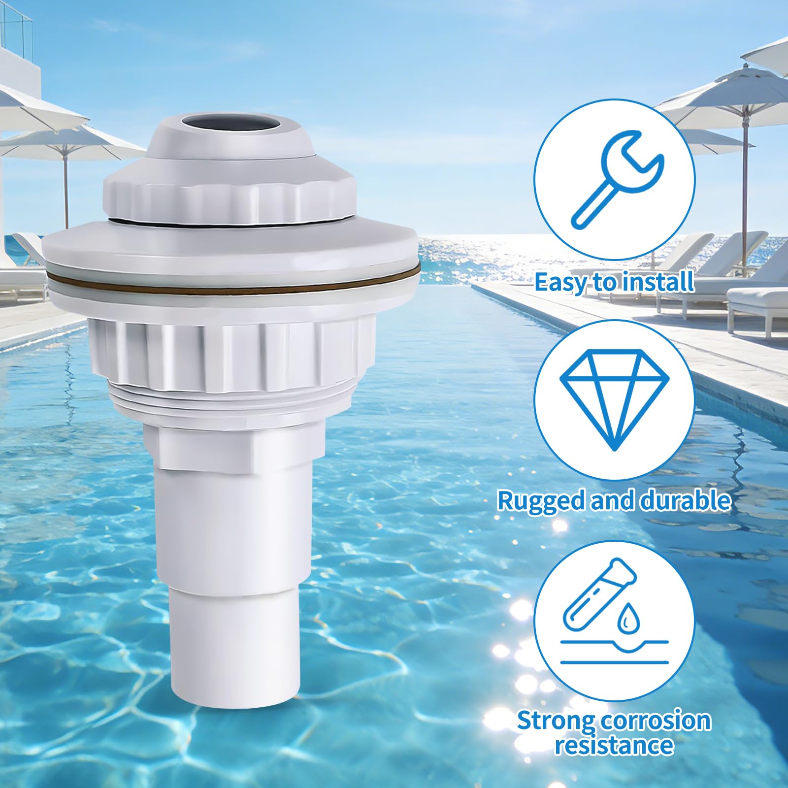 Buse d'entrée pour Piscine Réglable, Buse de Refoulement avec Tête Pivotante 32 mm 38 mm