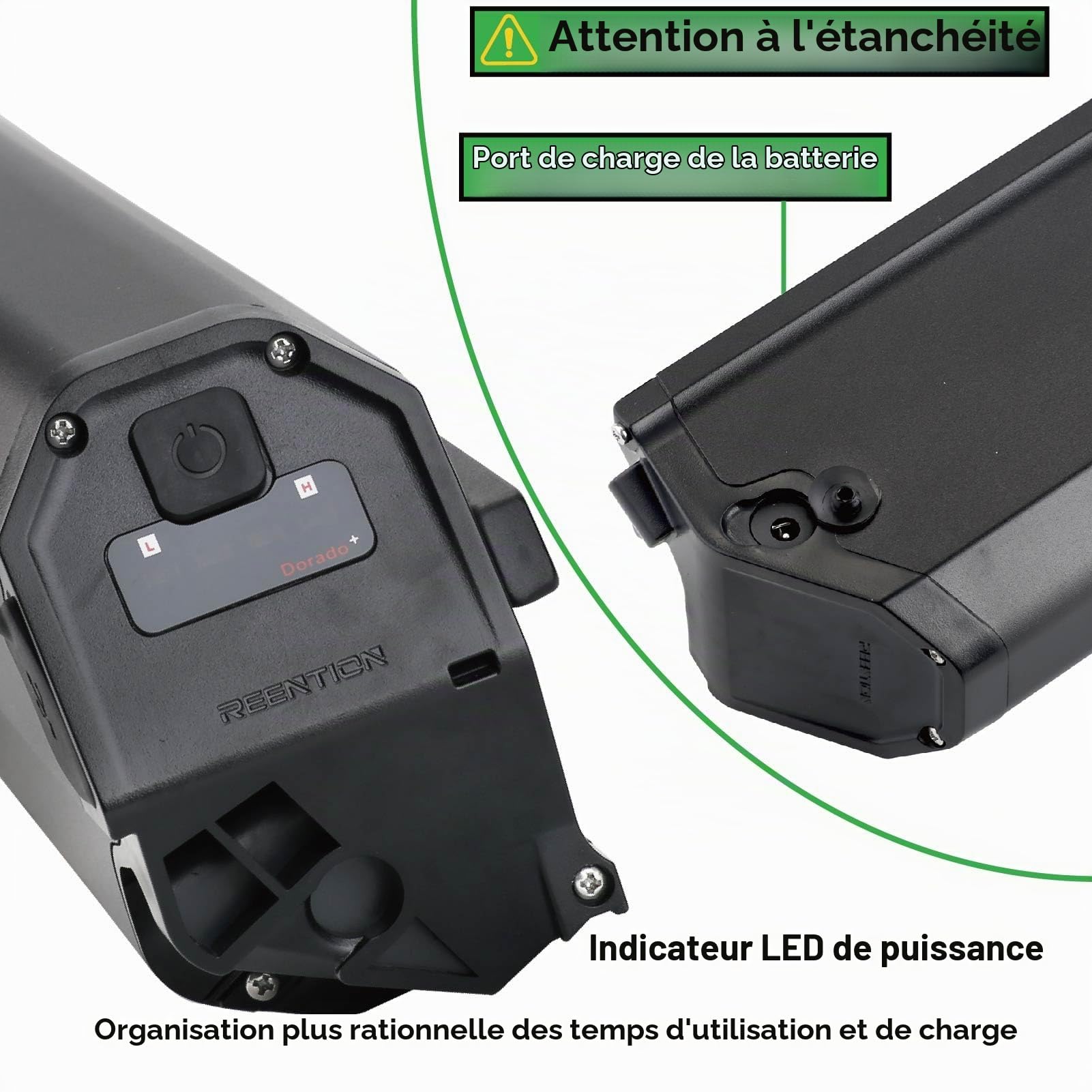 Batterie Ebike 48V 15Ah Batterie de Rechange pour Dorado Plus vélo électrique vélo Scooter Li-ION avec Chargeur (48V 15Ah)