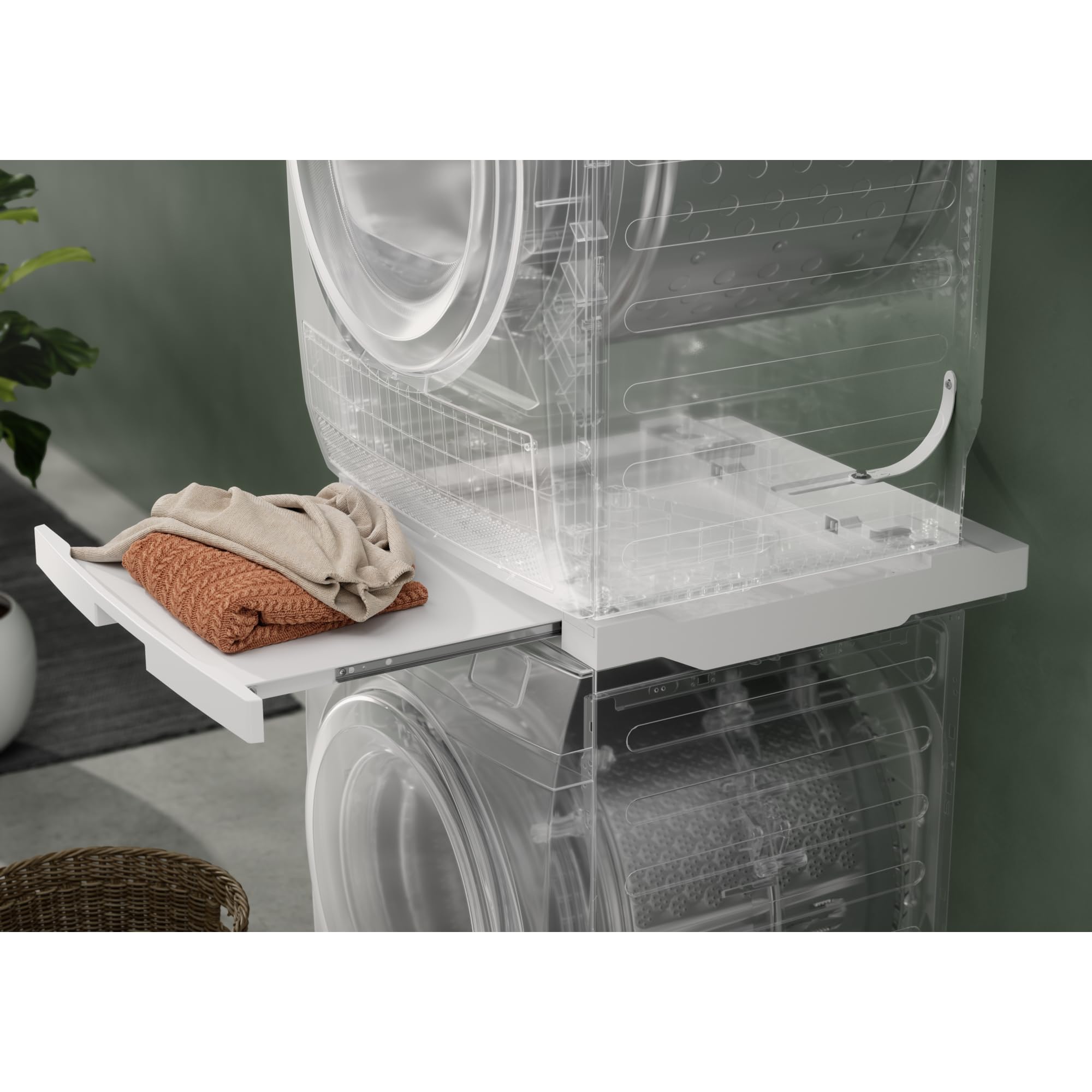 Electrolux Stacking kit E1WYHSK2, con piano estraibile da posizionare tra lavatrice e asciugatrice in colonna, compatibile con tutti i modelli Electrolux e AEG, Universale