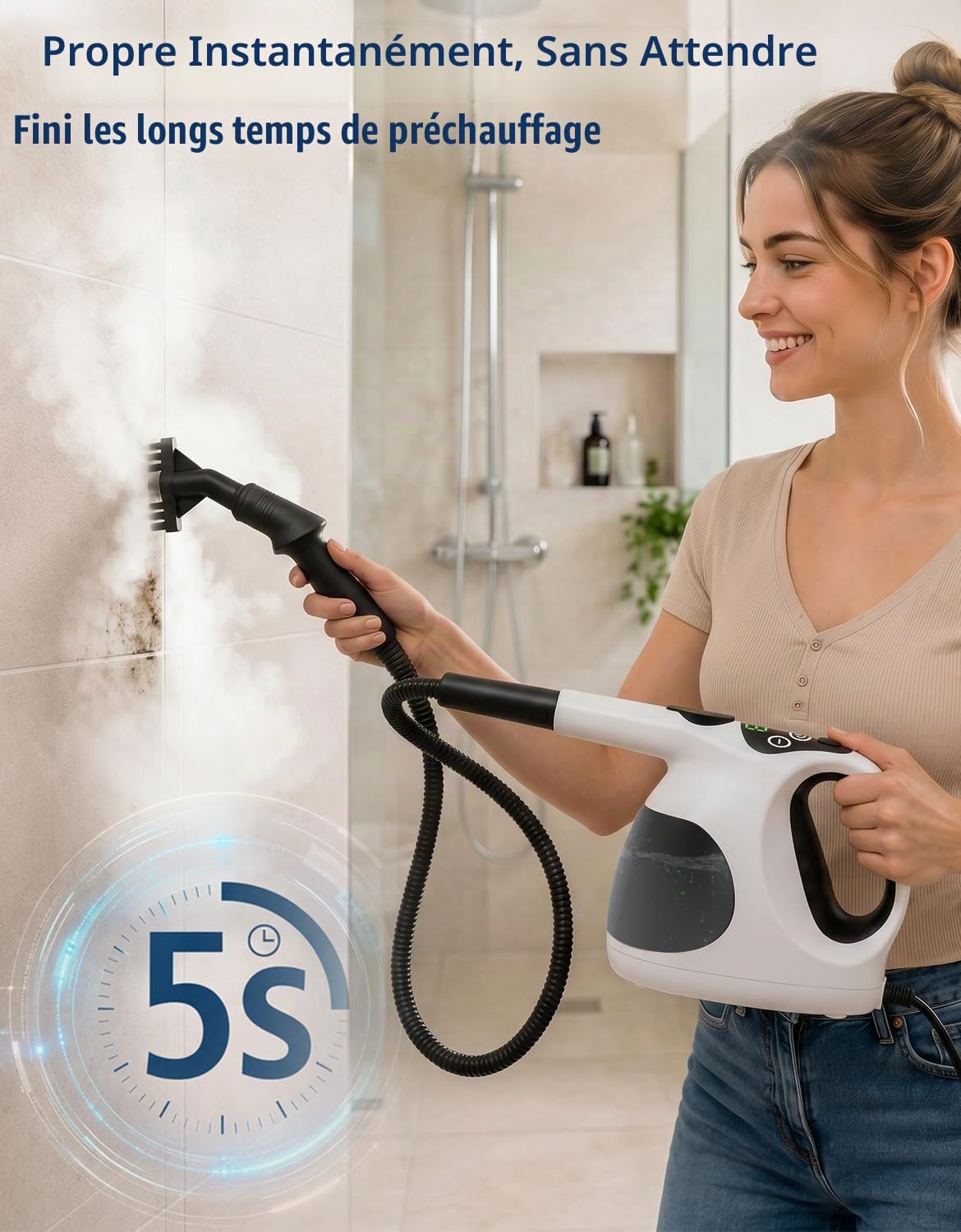 Nettoyeur Vapeur Portable, Chauffage 5 S, Réservoir 400 ML, Léger