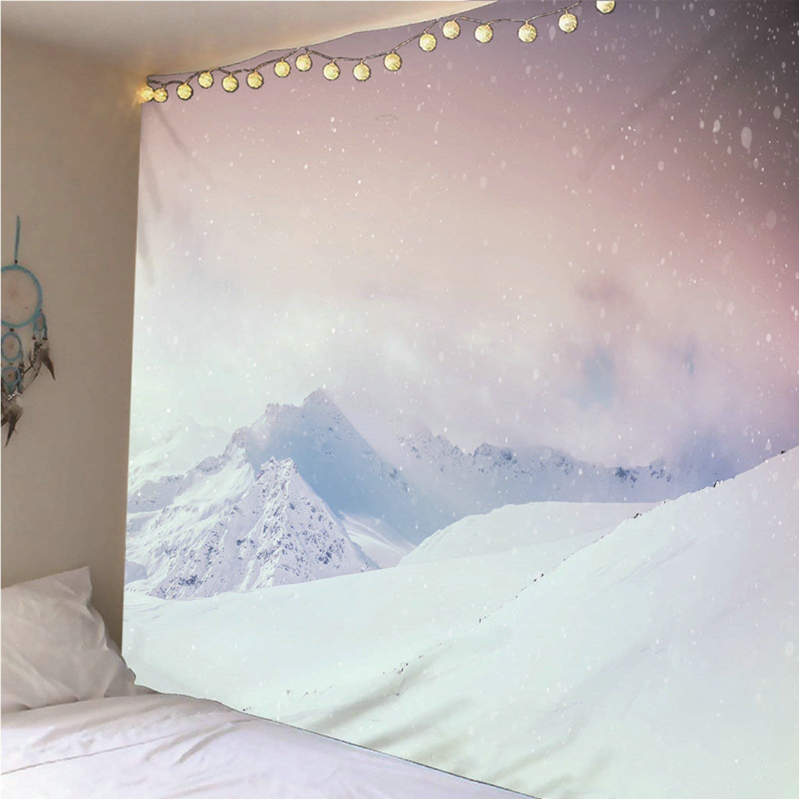 Arazzo da Parete Grande Oggetti per La Casa Arazzo da Parete Poliestere 350x256CM Montagna di Neve