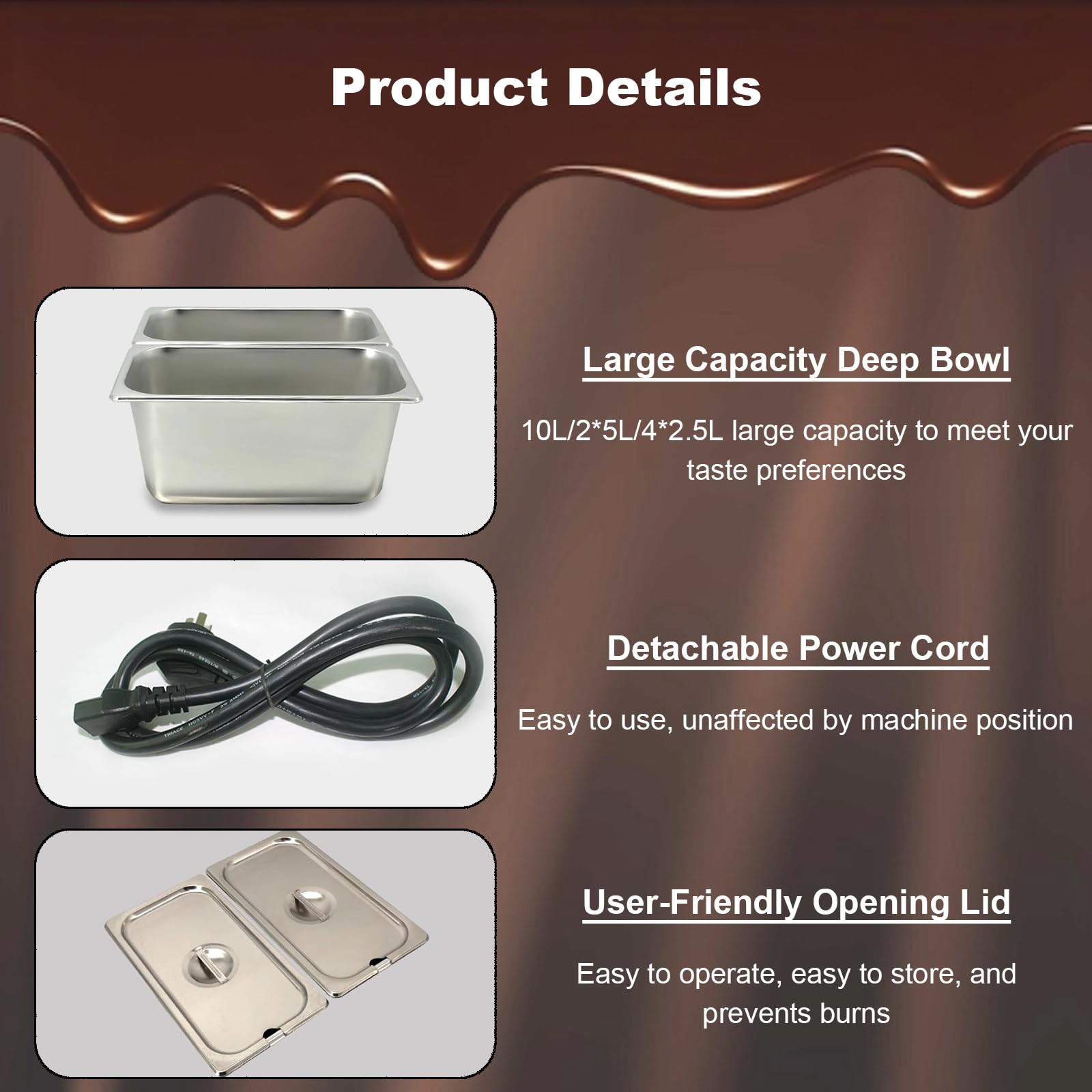 Fundidor y atemperador de Chocolate eléctrico, 500W Máquina para atemperar Chocolate, con Temperatura Ajustable de 0-85℃, para Leche, Café, Queso singlecylinder