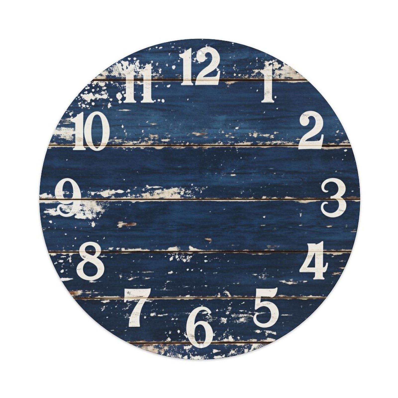 Jdfenggu Vintage Blue Wood Planks Clock Face Retro Metal Tin Sign, Metal Poster For Bar, Home, Man Cave, Kitchen, Laundry Room Art Decor 8X8 Inch