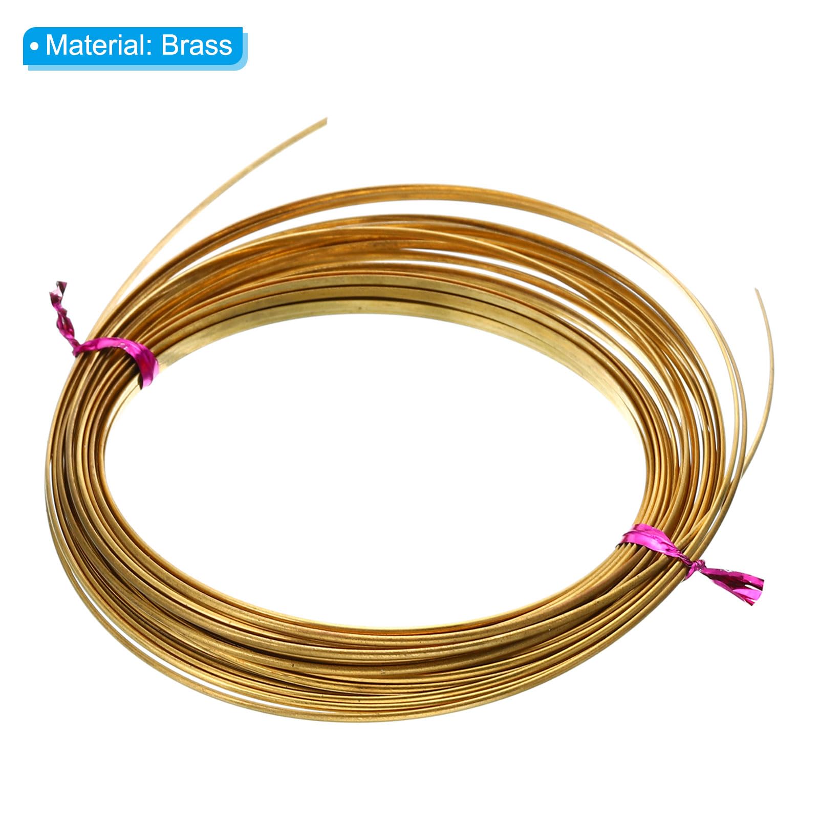 PATIKIL Half Hard Brass Wire, 1Pcs 15Gauge/1.5x0.6mm Diameter 6m/19.68ft Craft Wire for Jewelry Making Beading Garden Plants - Image 2