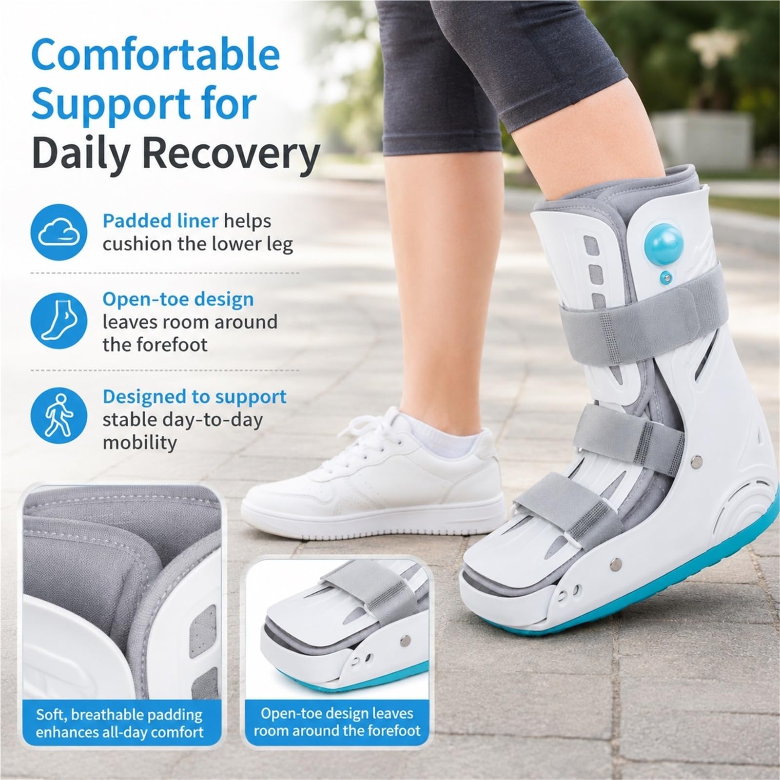 Bota Walker Ortopédica Inflable para Fractura de Pie y Esguince de Tobillo Bota Médica para Inmovilización de Tendinitis de Aquiles y Recuperación Postoperatoria(S)