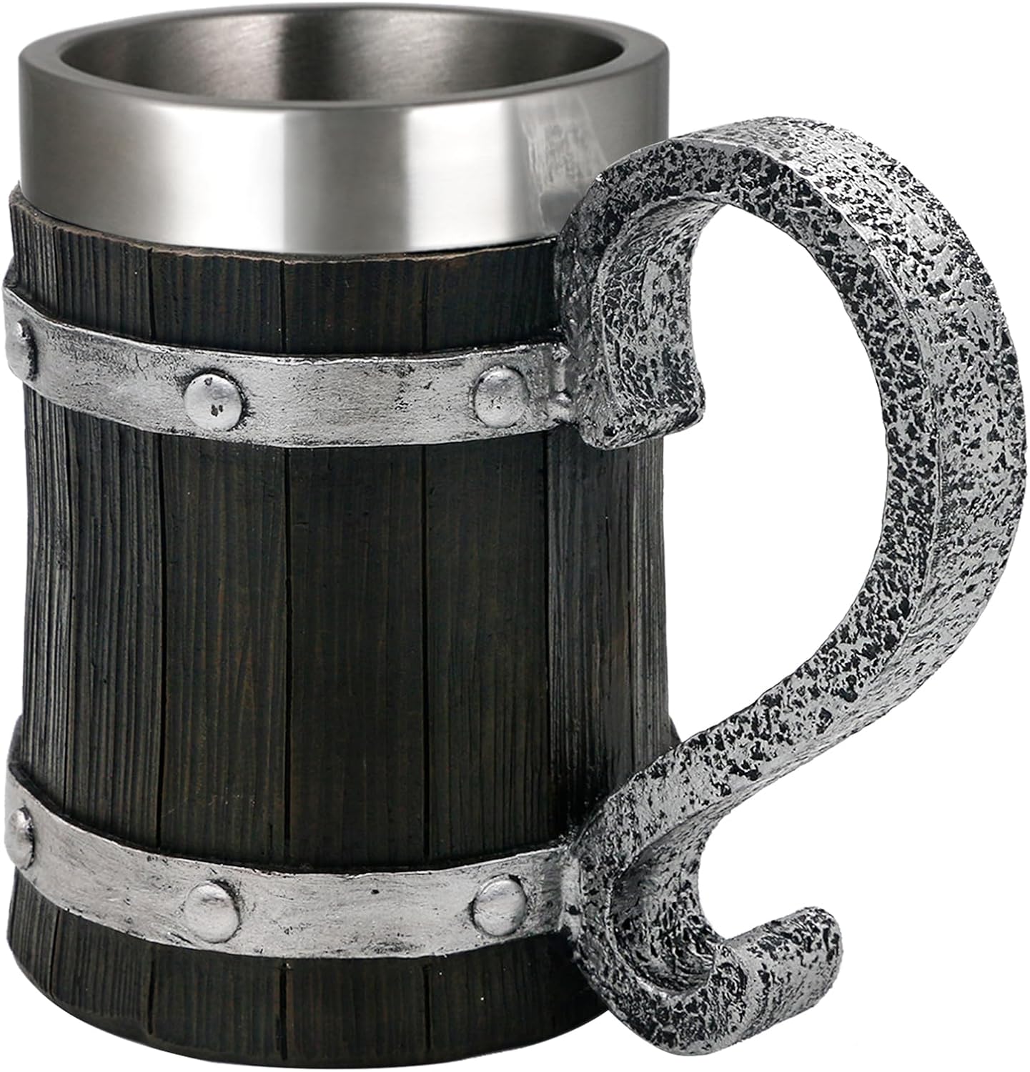 Viking Beer Mug Gifts for Men - 21oz Nordic Wooden Barrel Beer Tankard Cup Viking Norse Decor Stainless Steel Cool Coffee Mug for Men Medieval Beer Cup Stein - Image 8