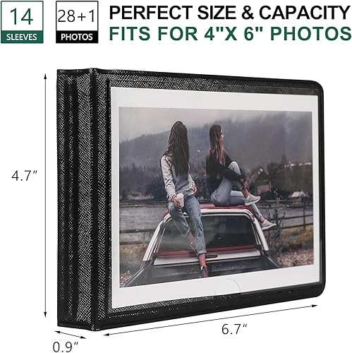 Miniatura 10 de Goldbary - Mini álbum de fotos de 4 x 6 pulgadas con cubierta de cuero, con capacidad para 29 imágenes, cartera portátil para boda, aniversario,