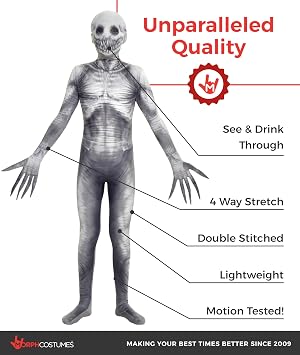 Morphsuits The Rake Costume for Kids, Zalgo Scary Halloween Costume for Boys, Creepy Kids Outfit, Fun Dress-Up, Small