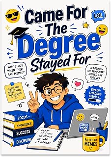 Student Motivation Poster - Came For The Degree Stayed For Memes - 13x19 | Unframed 13x19 poster print for student desks, home offices, and study spaces with humor and motivation.