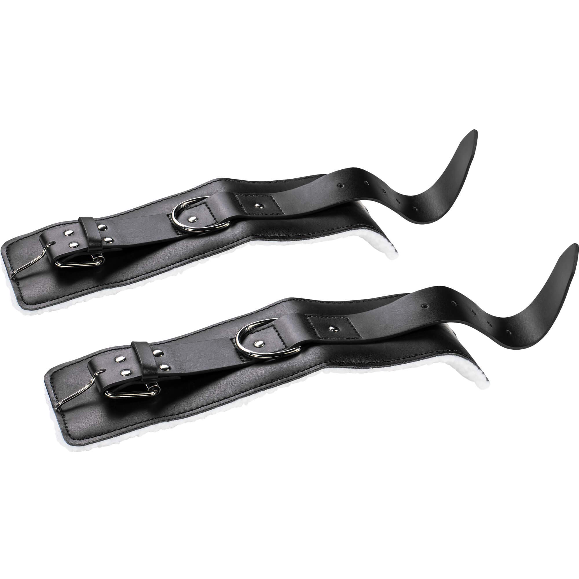 Gorilla Sports® Cavigliere Fitness - in Pelle Nera, Imbottito, Pezzo Singolo o nel Set di 2, con Attaccamento per Cavo - Cinghia per Caviglia per Palestra, Cinturino per Trazioni, Ankle Strap