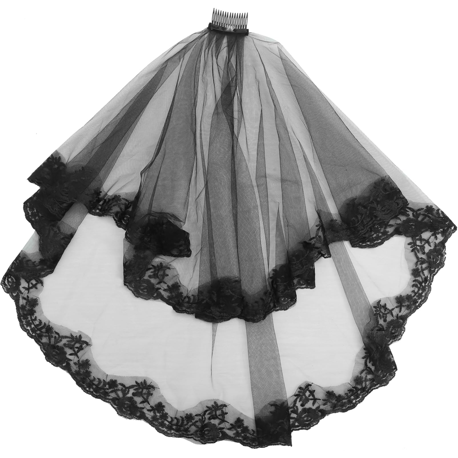SHINEOFI Halloween Brautschleier Gothic Spitze Damen Kapelle Gefälschter Gast Brautschleier Farbstoff Stoff CD Turner Hochzeitsschleier Braut Kostüm Dekoration Haarschmuck Schleier