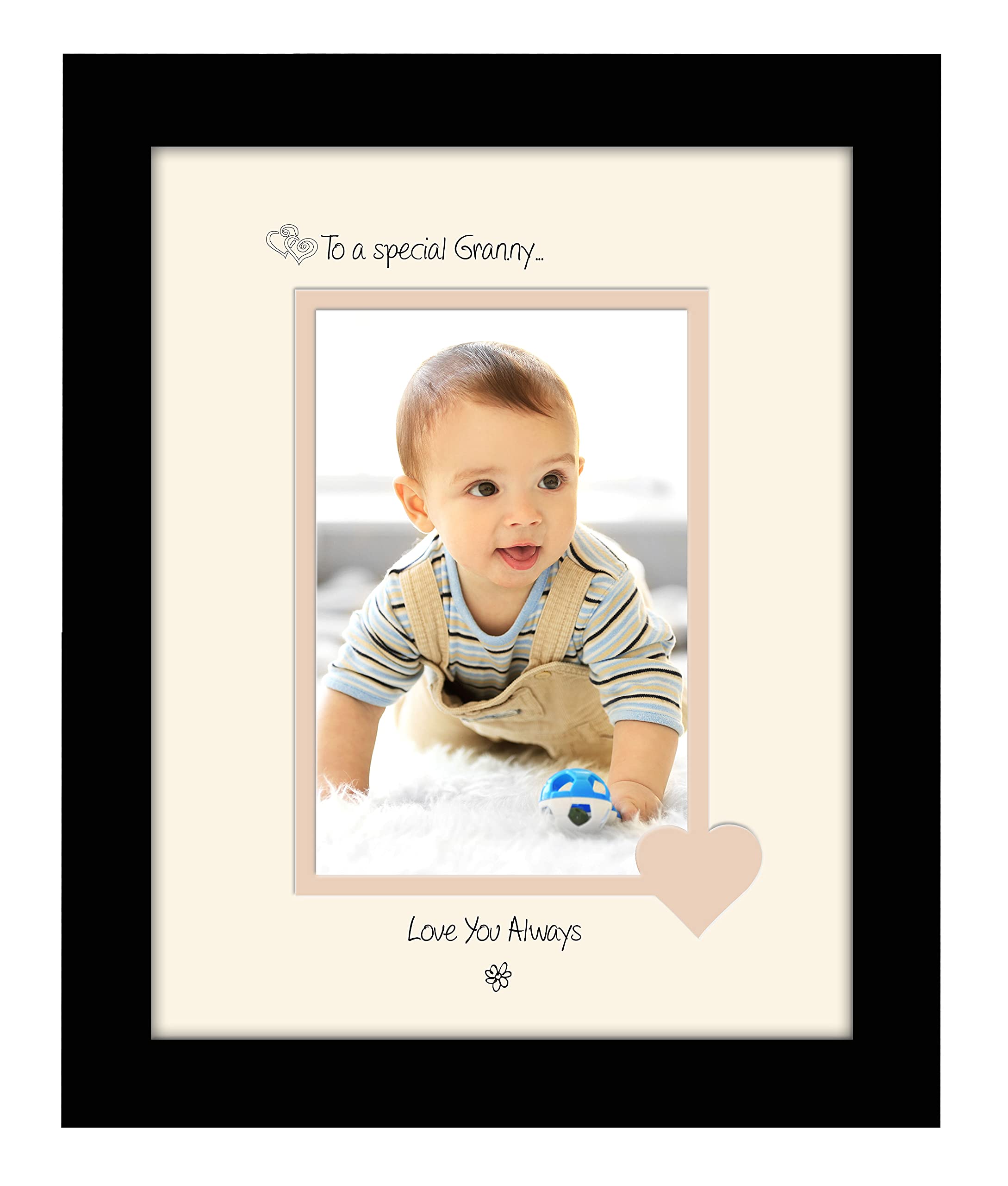 Photos In A Word Black Finish Frame Cream Mount Beige Inside Granny Photo Frame Special Granny Love You Always Portrait 1118F Double Mounted Quality Gift (Black Finish Frame Cream Mount Beige Inside)