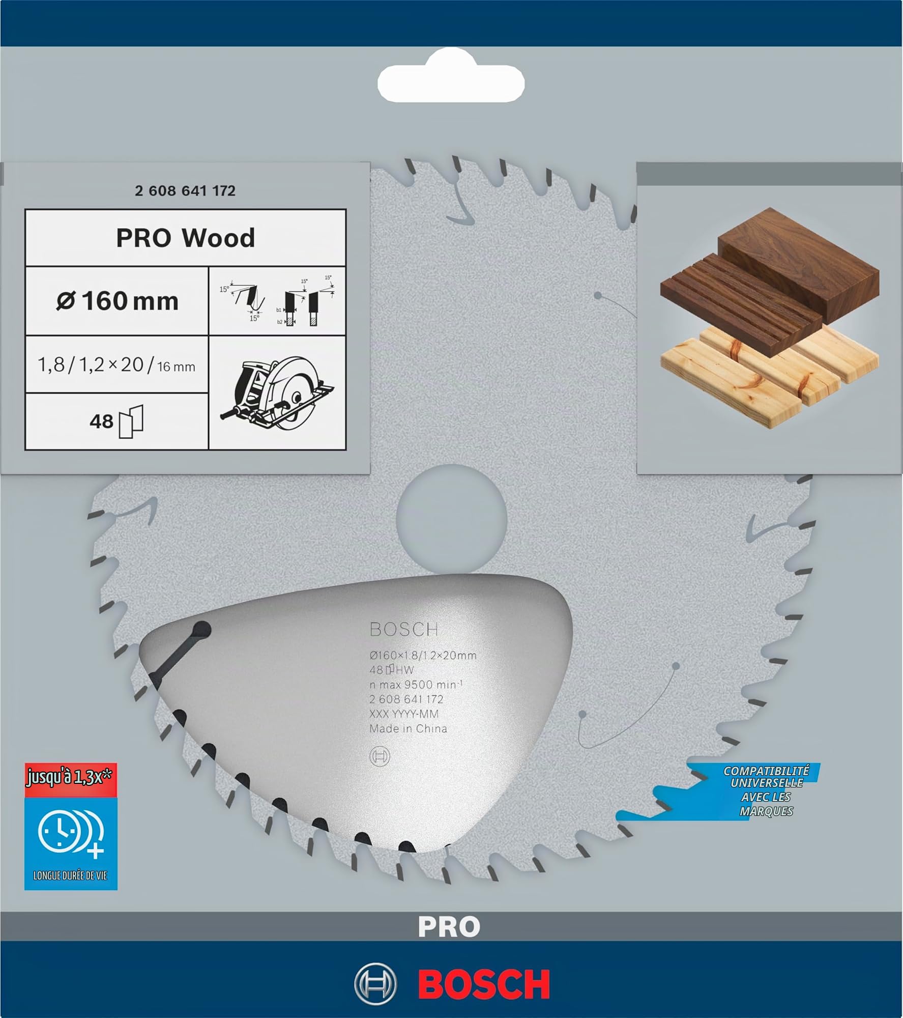 Bosch 1x Lame de scie circulaire PRO Wood filaire
